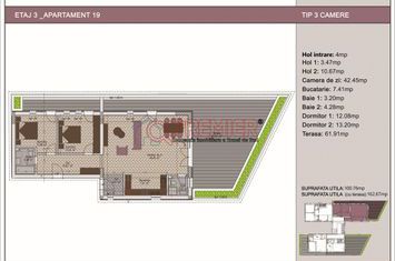 Timpuri Noi - 3 camere cu terasa - 10 min Metrou anunturi imobiliare Bucuresti