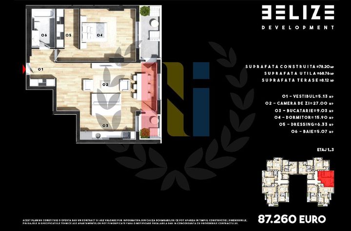 APARTAMENT 2 CAMERE CERNICA 2 TERASE 68 MP anunturi imobiliare Bucuresti