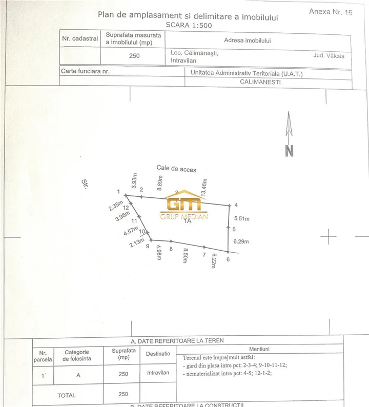 Teren Intravilan de vanzare CALIMANESTI - Valcea anunturi imobiliare Valcea