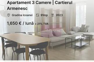 Apartament 3 camere de închiriat Bucuresti - Gradina Icoanei