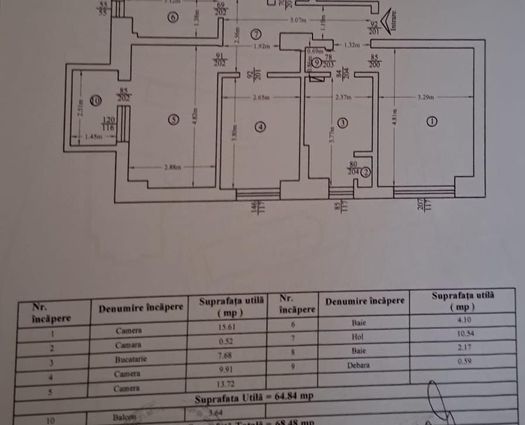 Apartament 3 camere Central, 67 mp