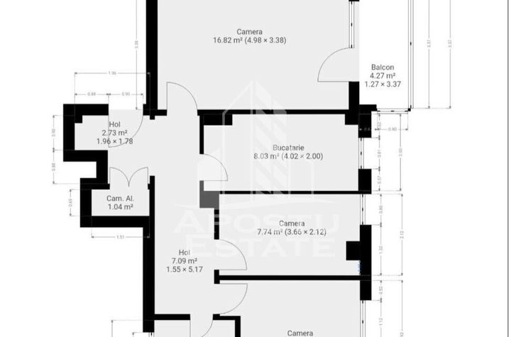 Apartament cu 3 camere, decomandat, etajul 1, zona Dambovita anunturi imobiliare Timis
