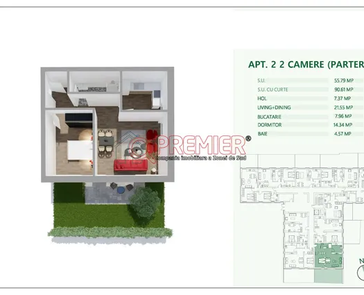 Apartament 2 camere Mihai Bravu, 55 mp