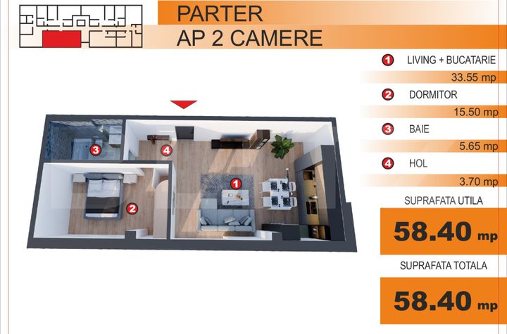 Apartament 2 camere de vanzare GEORGE ENESCU - Dolj anunturi imobiliare Dolj