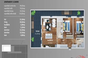 Apartament 3 camere de vanzare VEST - Vrancea anunturi imobiliare Vrancea