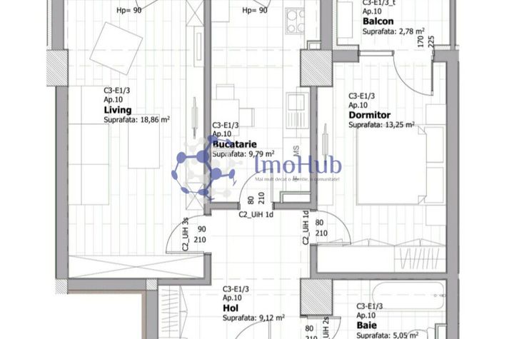 Apartament cu 2 camere, etaj 3, Tatarasi, 60mp, 95.000 euro anunturi imobiliare Iasi