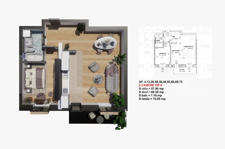 Apartament 2 camere de vanzare VALEA ROSIE - Dolj anunturi imobiliare Dolj