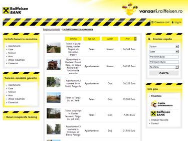 Raiffeisen şi-a făcut „magazin online“ de active executate