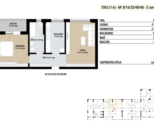 Apartament 2 camere Berceni, 52 mp