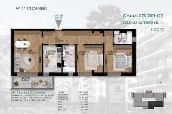 Apartament 3 camere Sos. Oltenitei, nr. 11 - Gama Residence - BL. T2, Ap.11 anunturi imobiliare Bucuresti