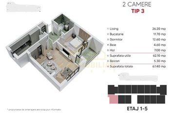 APARTAMENT 2 CAM-67.40 MP-METROU BERCENI anunturi imobiliare Bucuresti
