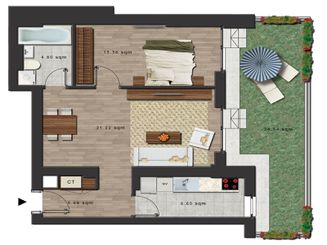 apartament 2 camere tip 2 cu gradina 