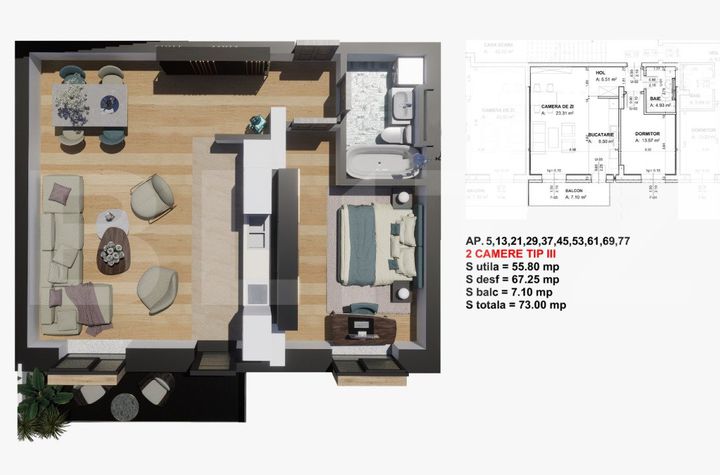 Apartament 2 camere de vanzare VALEA ROSIE - Dolj anunturi imobiliare Dolj