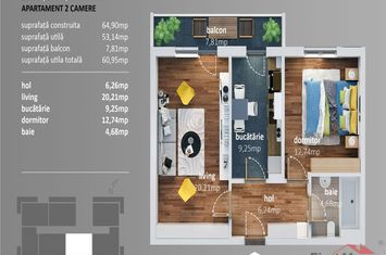 Apartament 2 camere de vanzare VEST - Vrancea anunturi imobiliare Vrancea