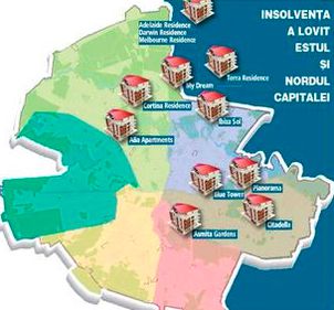 Harta celor mai mari ansambluri rezidenţiale din Bucureşti în insolvenţă: unde sunt 4.000 de apartamente îngenuncheate de criză